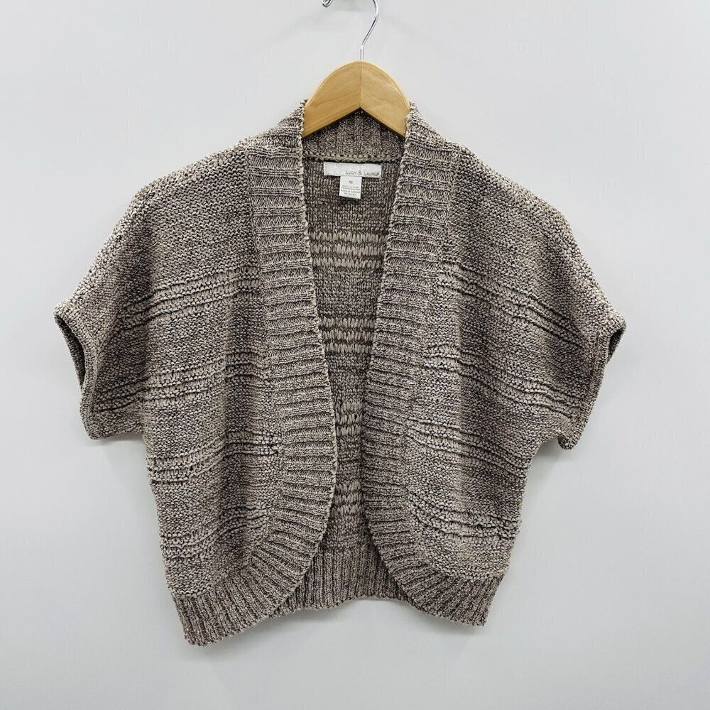 Lucy & Laurel Womens Medium Short Sleeve Open Front‎ Cardigan Sweater Bolero 086
